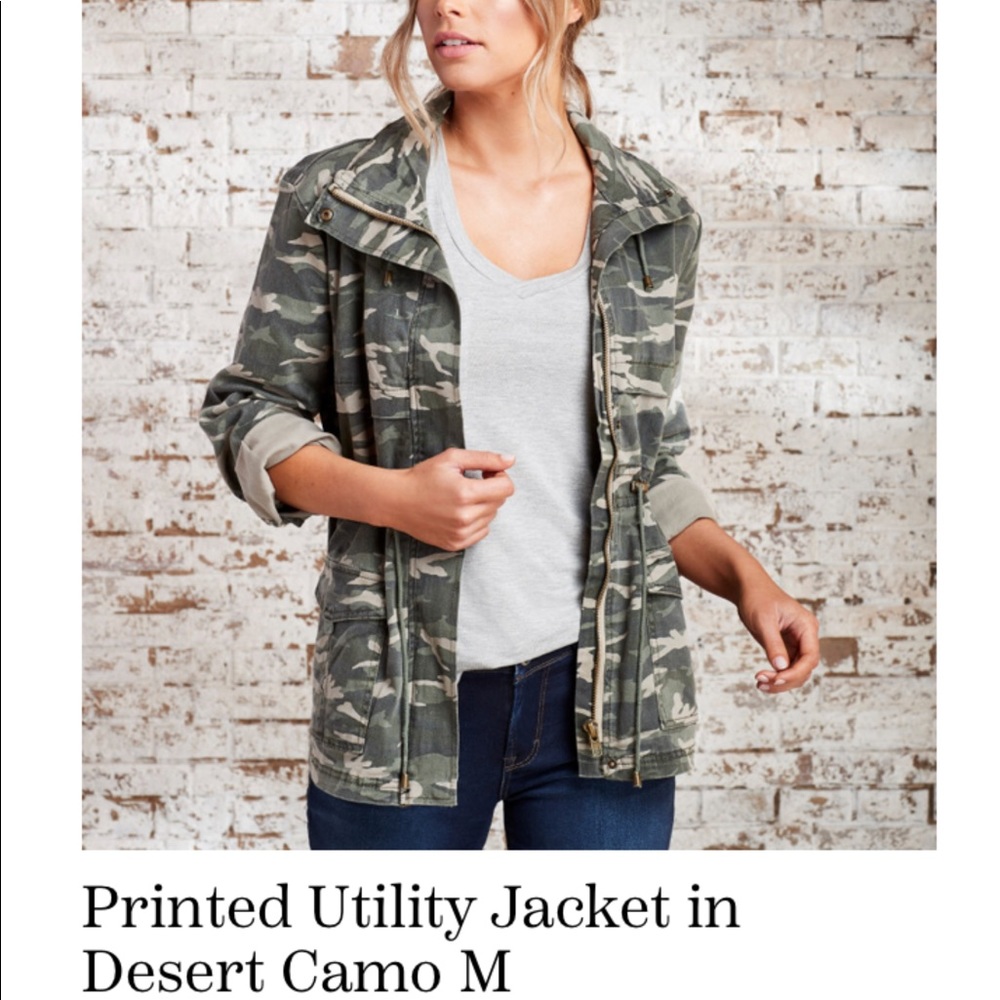 Kensie Desert Camo Printed Utility Jacket